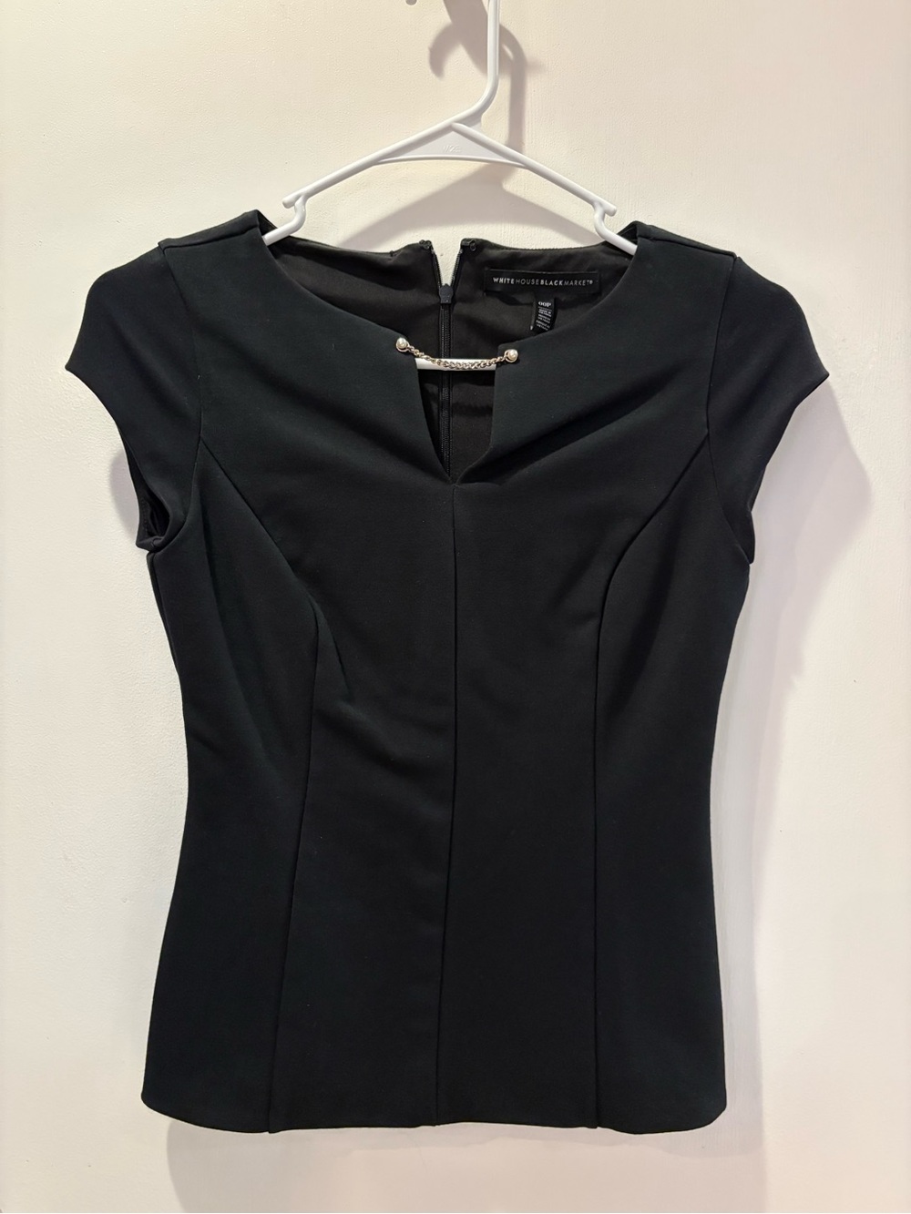 WHBM Black Dress with Pearl-Accent Chain Detail